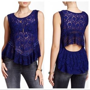 Free people lace top with open back